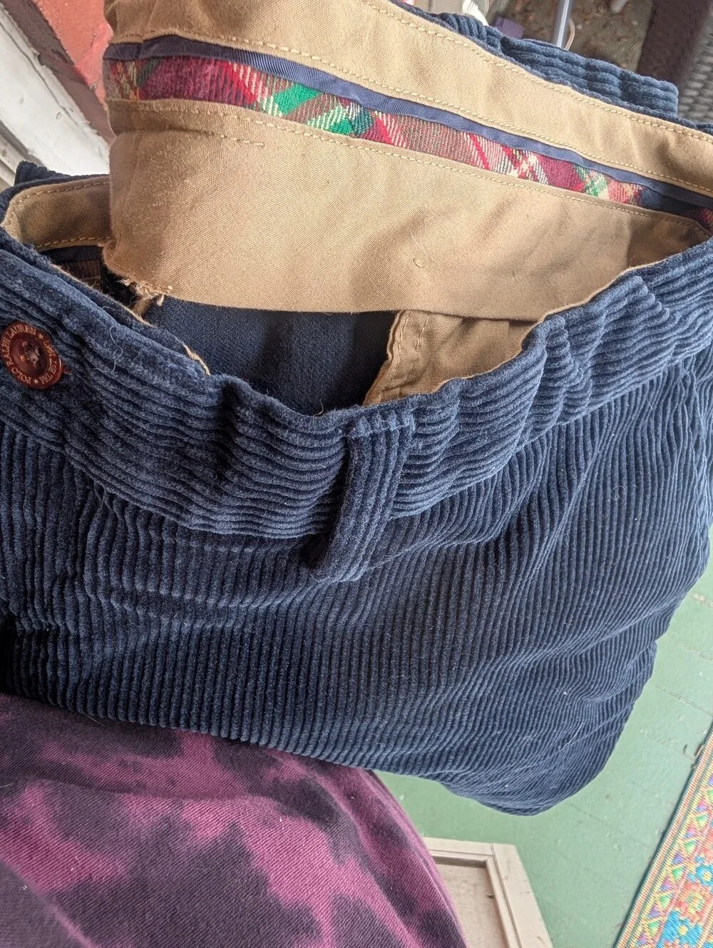 Polo Ralph Lauren Pants Blue Corduroy Cords Preston Pant Boho Casual 40 x 32